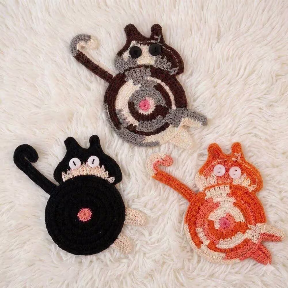 Cat Design Coasters (Woven)