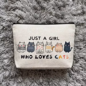 Cat Printed Makeup Bag for Girls