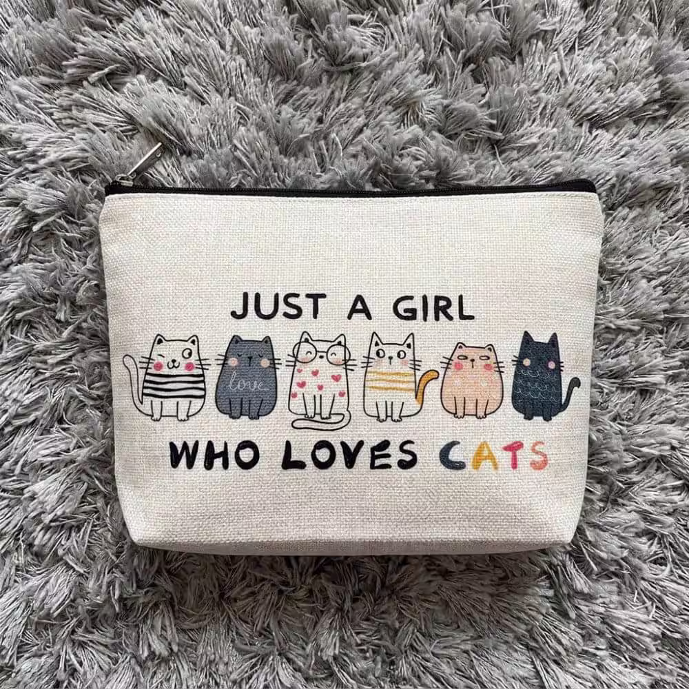 Cat Printed Makeup Bag for Girls