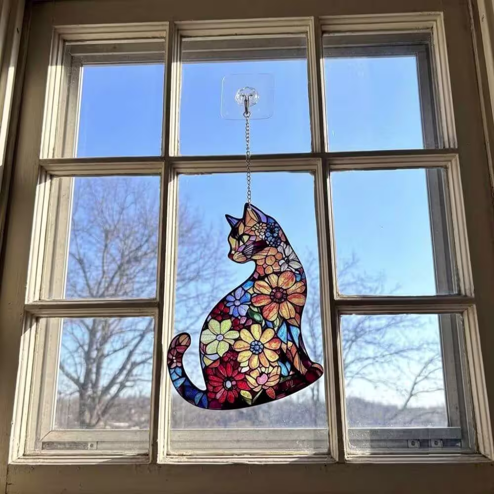Cat Stained Glass Suncatcher