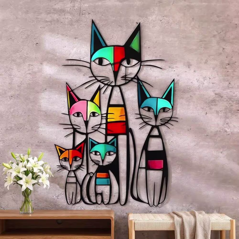 Metal Cat Wall Art Decor