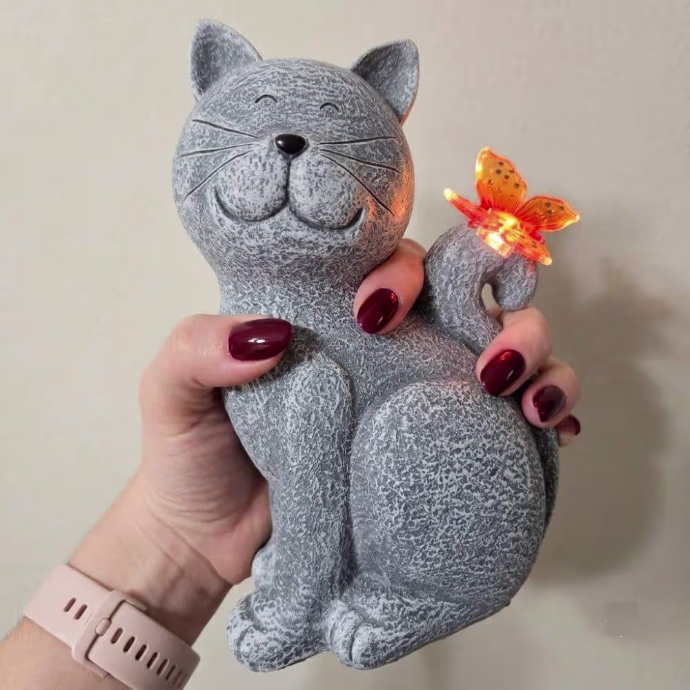 Solar Cat Outdoor Statue