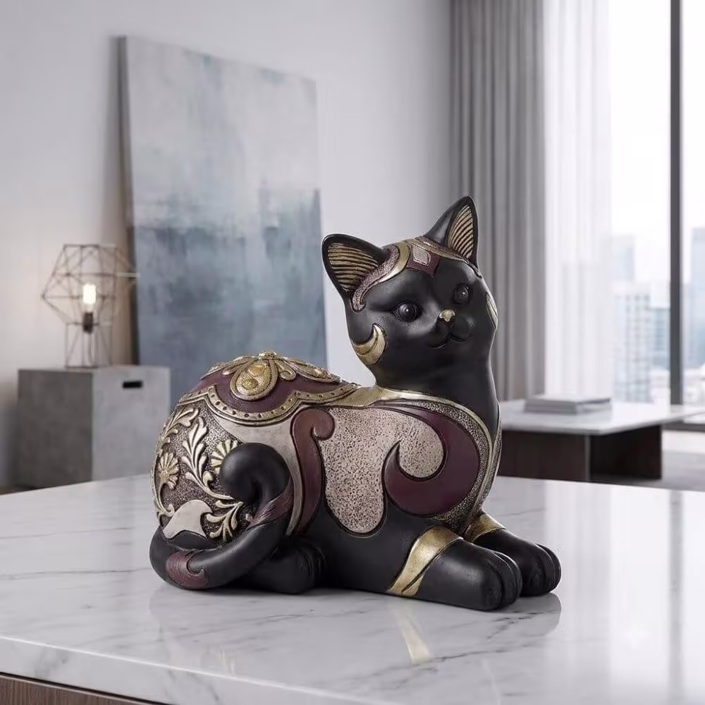 Vintage Black Cat Statue Figurines